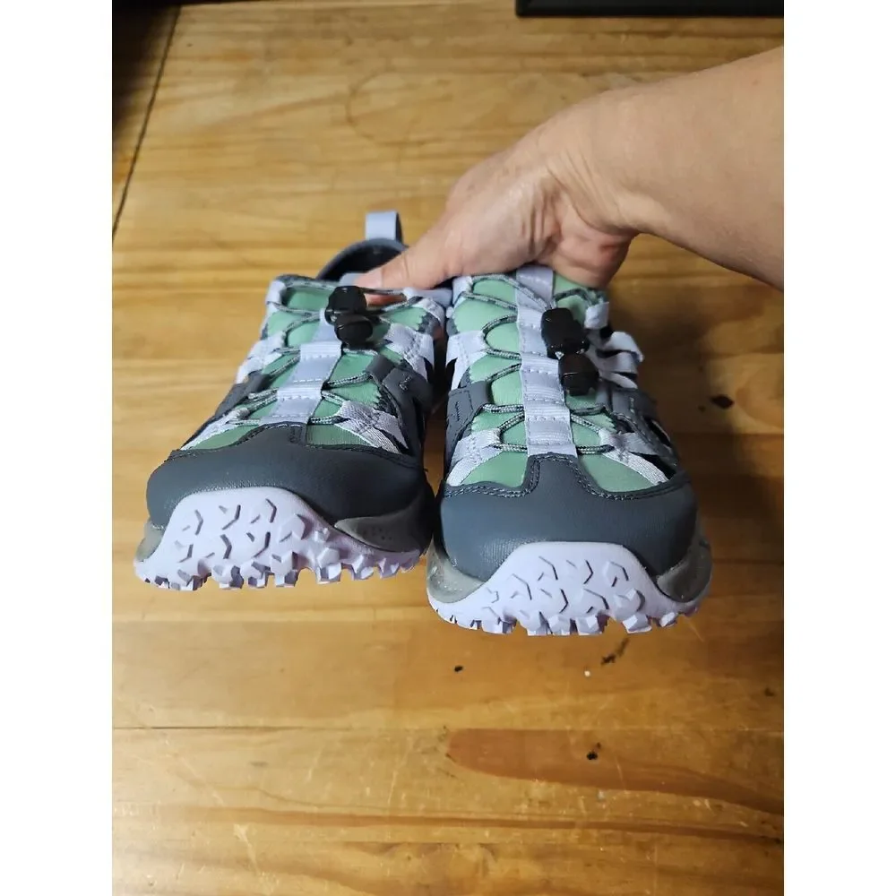 Merrell Women Hydrotrekker Sport Sandal Grey Turbulence Aqua Bungee Lace Up 5.5‎